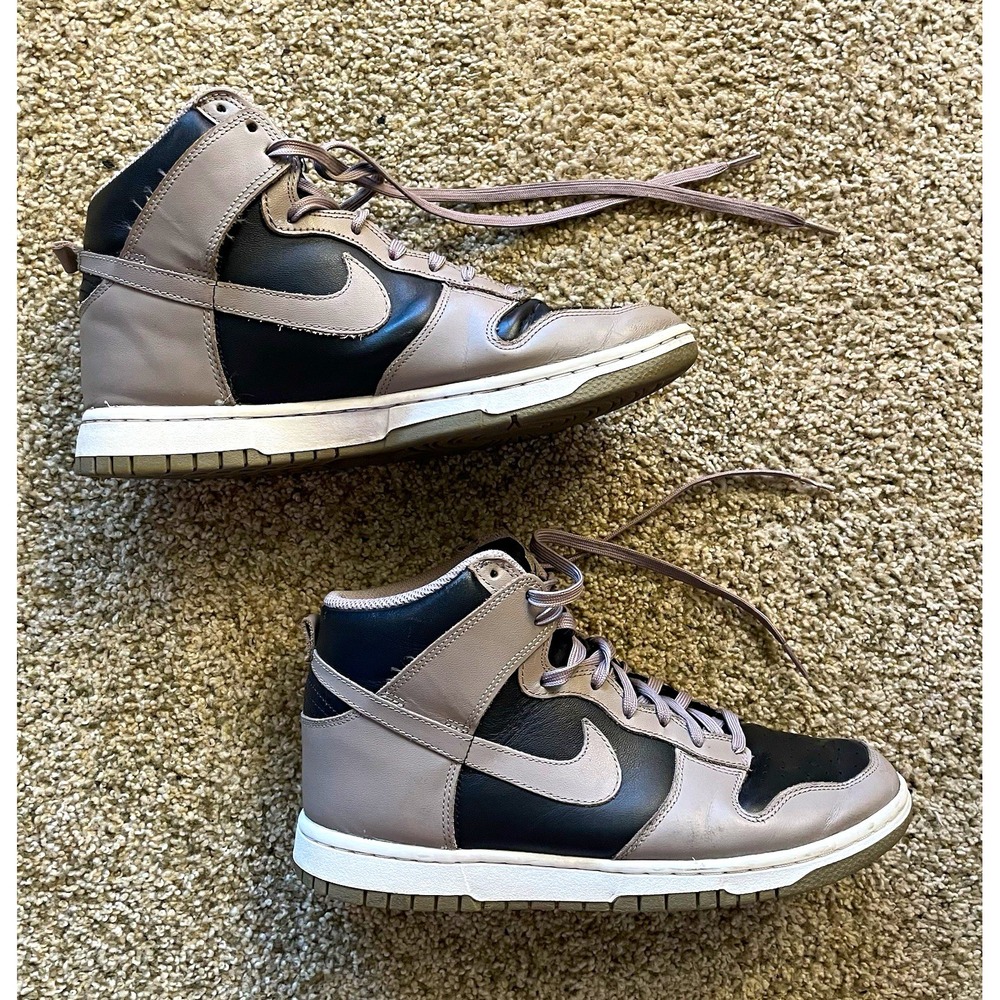 Nike Dunk High Top Leather Sneakers Colorblock Gray/Black Lace Up Y2K women 9.5